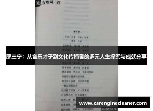 廖三宁：从音乐才子到文化传播者的多元人生探索与成就分享